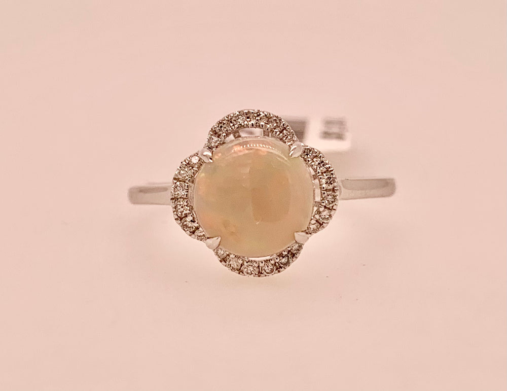 14K White Gold Opal Ring