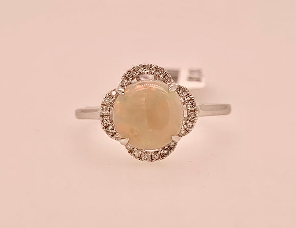 14K White Gold Opal Ring