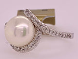 Freshwater Pearl & Diamond Ring