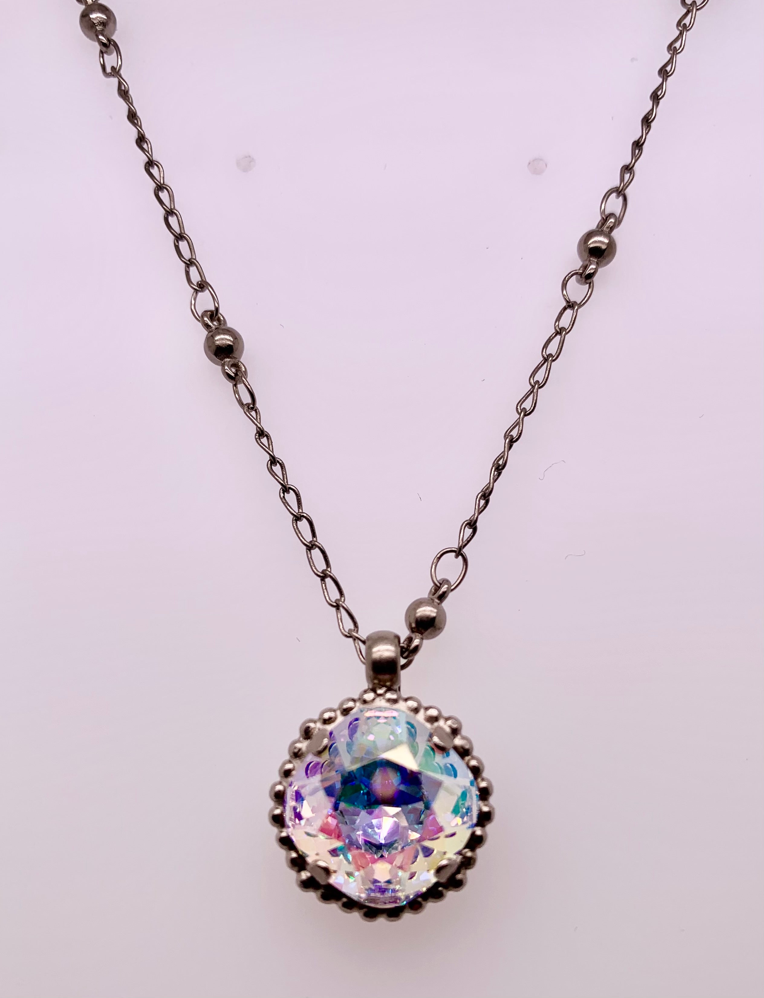 Cushion Cut AB Crystal Pendant