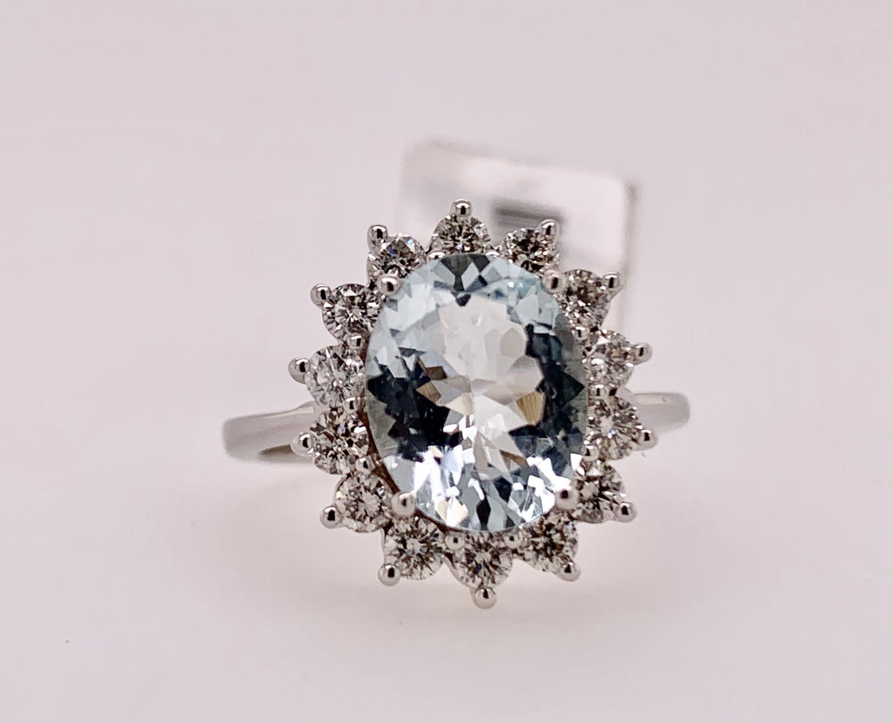 Aquamarine & Diamond Ring