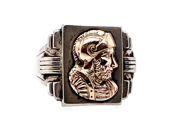 Estate Sterling & Gold Greek Roman Ring