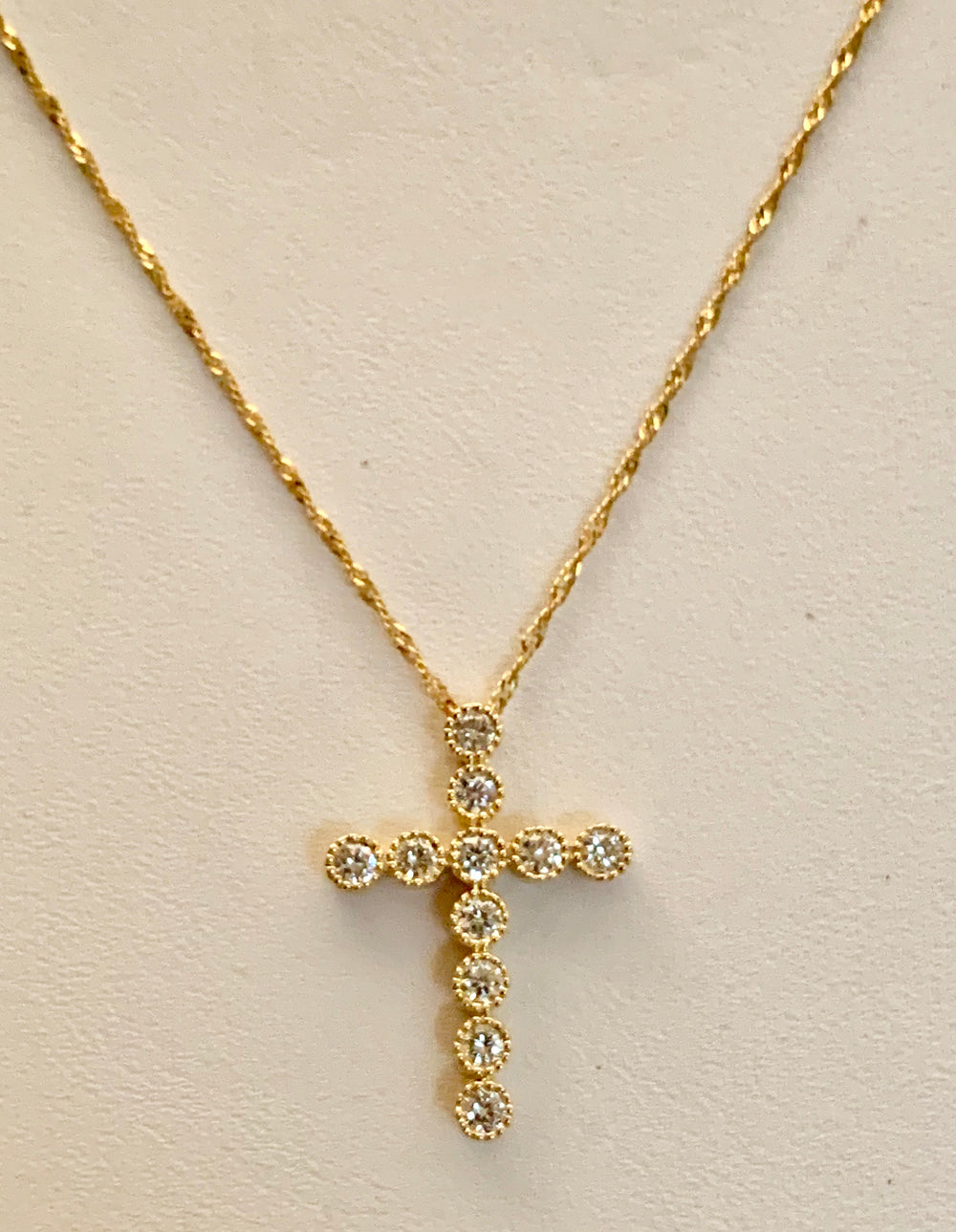 14K Yellow Gold Diamond Cross