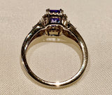 14K WHITE GOLD TANZANITE AND DIAMOND RING