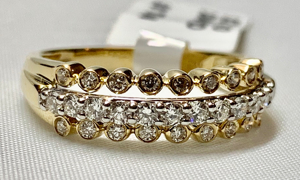 14K Diamond Triple Row Band