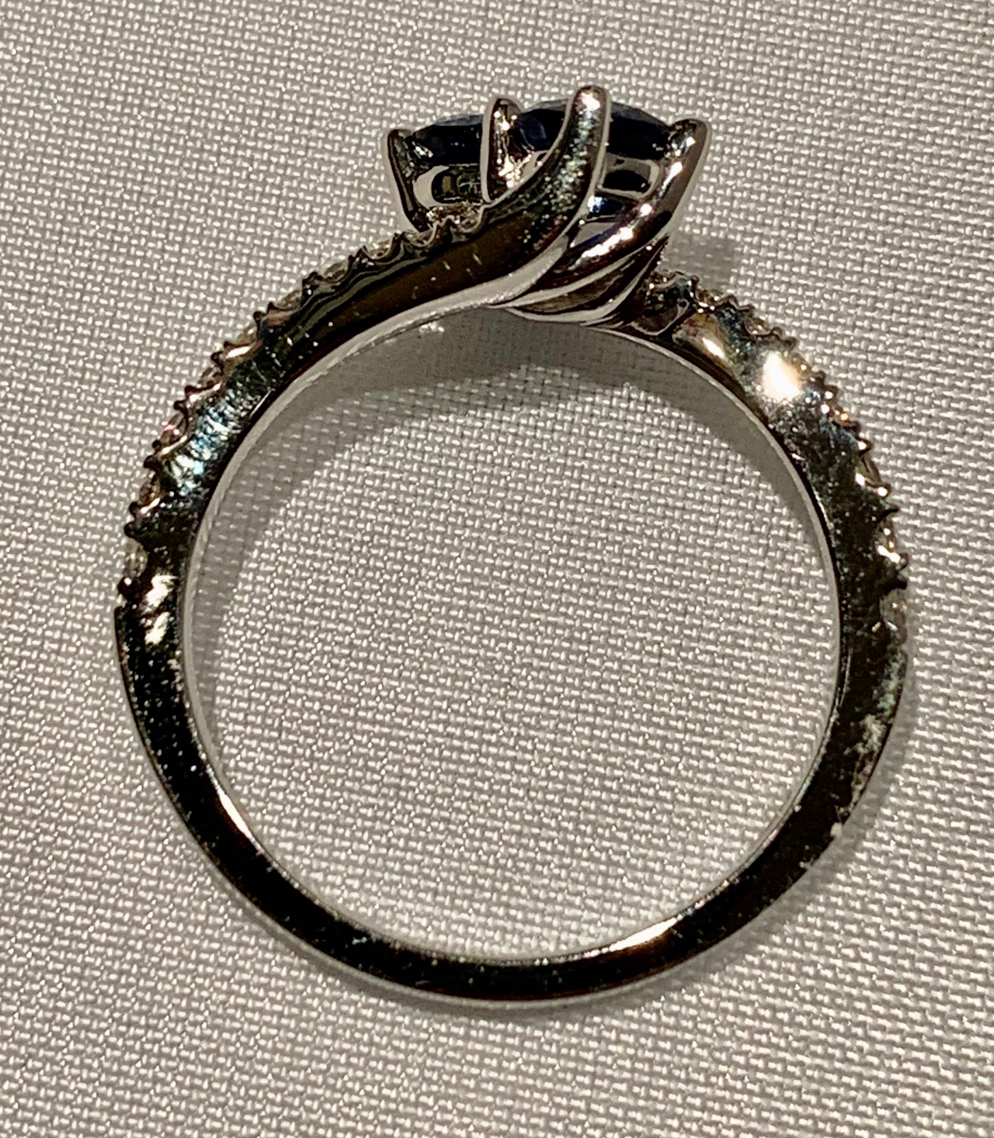 14K White Gold Diamond and Sapphire Ring