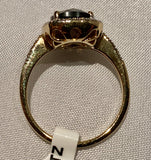 14K Yellow Gold Smokey Quartz and Diamond Ring