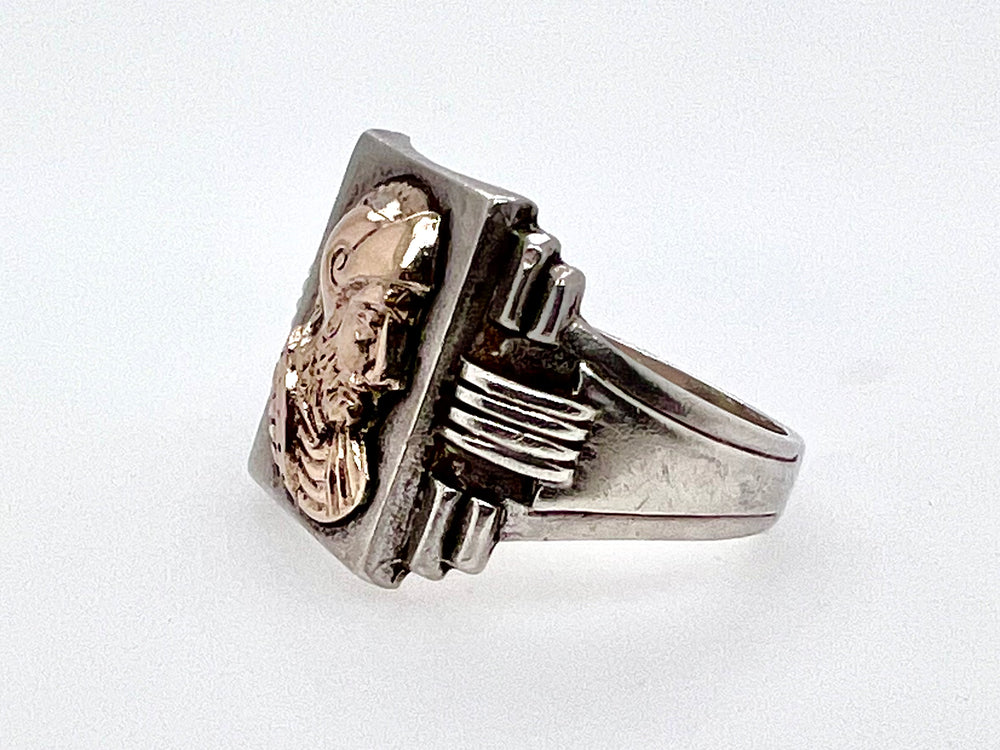 Estate Sterling & Gold Greek Roman Ring