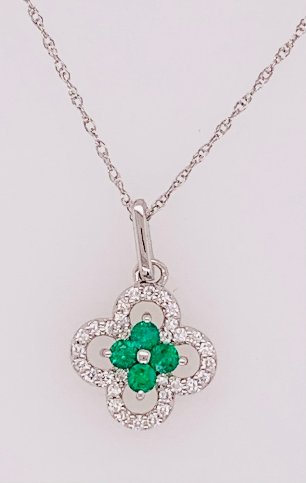 14K Emerald and Diamond Pendant