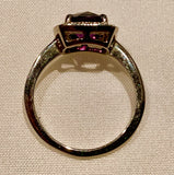 10K WHITE GOLD AMETHYST AND DIAMOND RING