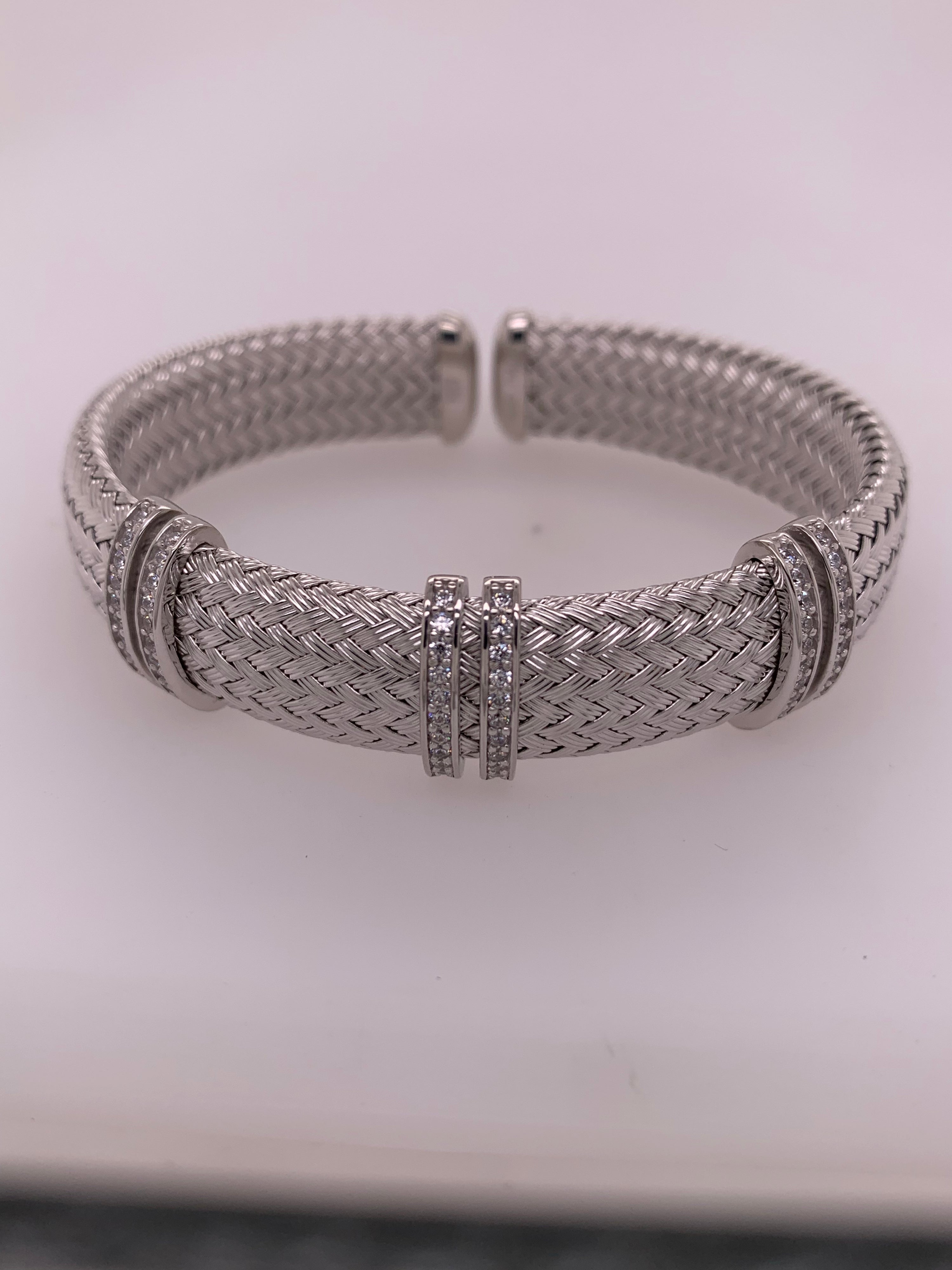 Sterling Silver and CZ Cuff Bracelet