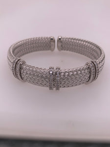 Sterling Silver and CZ Cuff Bracelet