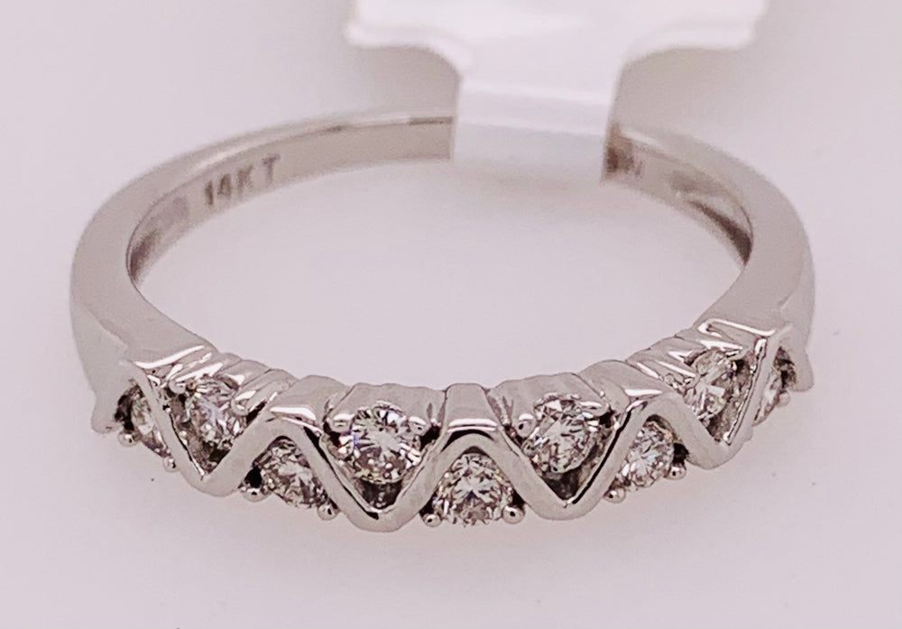 14K White Gold Diamond Band