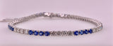14K White Gold Diamond & Sapphire Tennis Bracelet