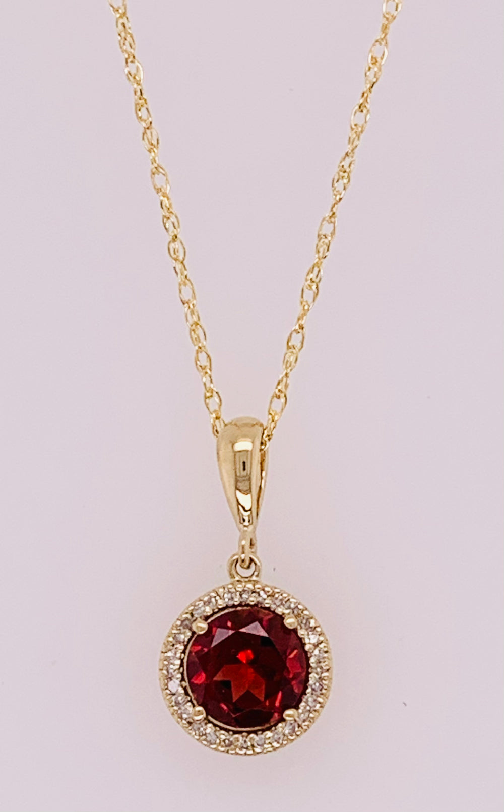 14K Garnet and Diamond Pendant