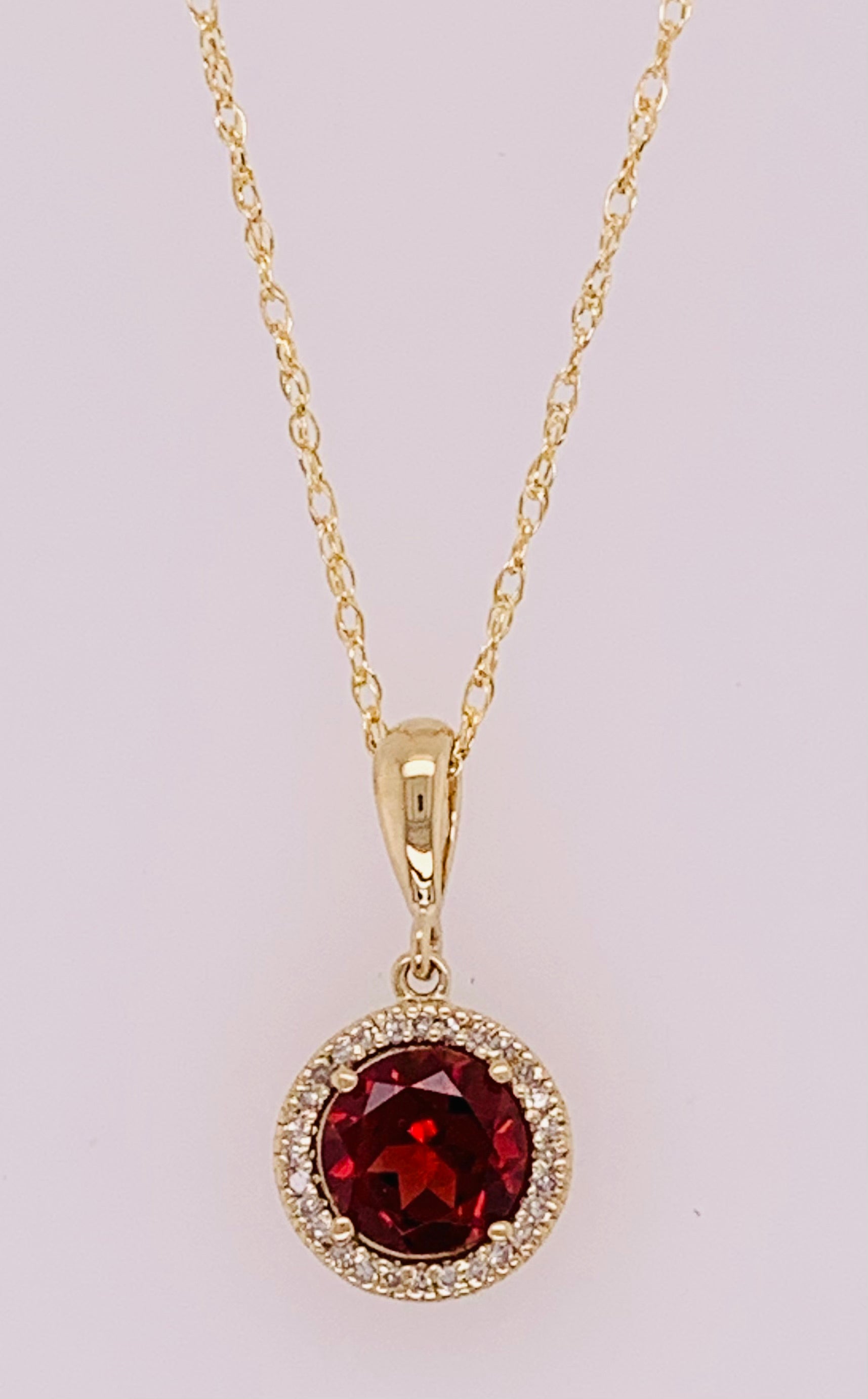 14K Garnet and Diamond Pendant