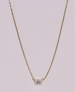 Single Emerald Cut Diamond Necklace