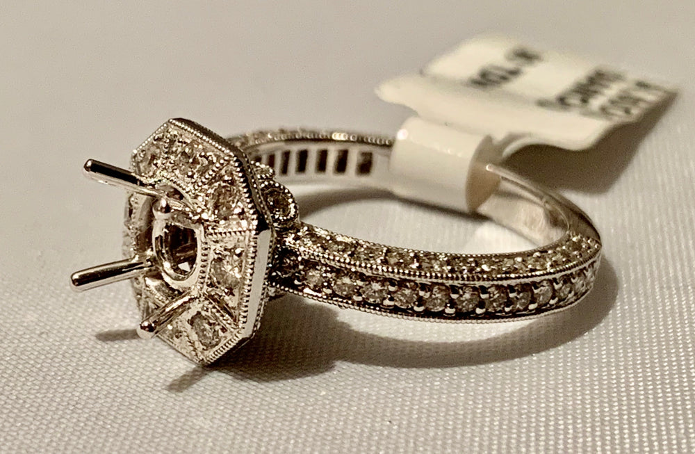 18K White Gold Diamond Semi Mount