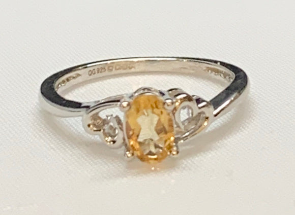 Sterling Silver Created Citrine Ring