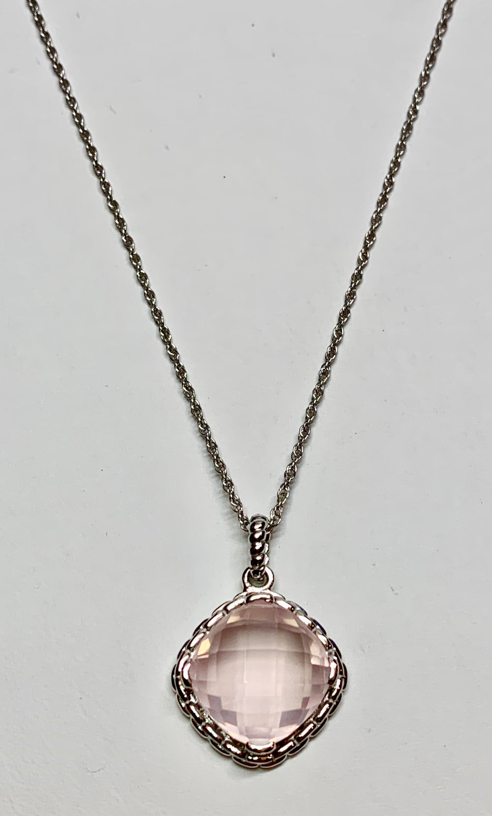 14K White Gold Morganite Pendant