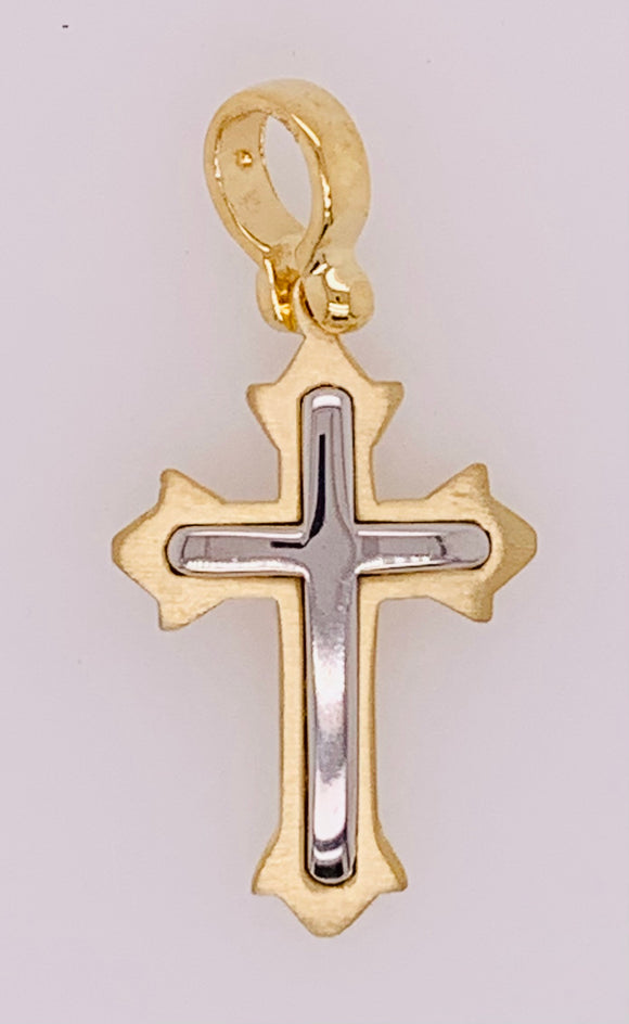 Gold Vermeil and Sterling Silver Cross Pendant
