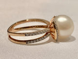 14K Rose Gold Pearl and Diamond Ring