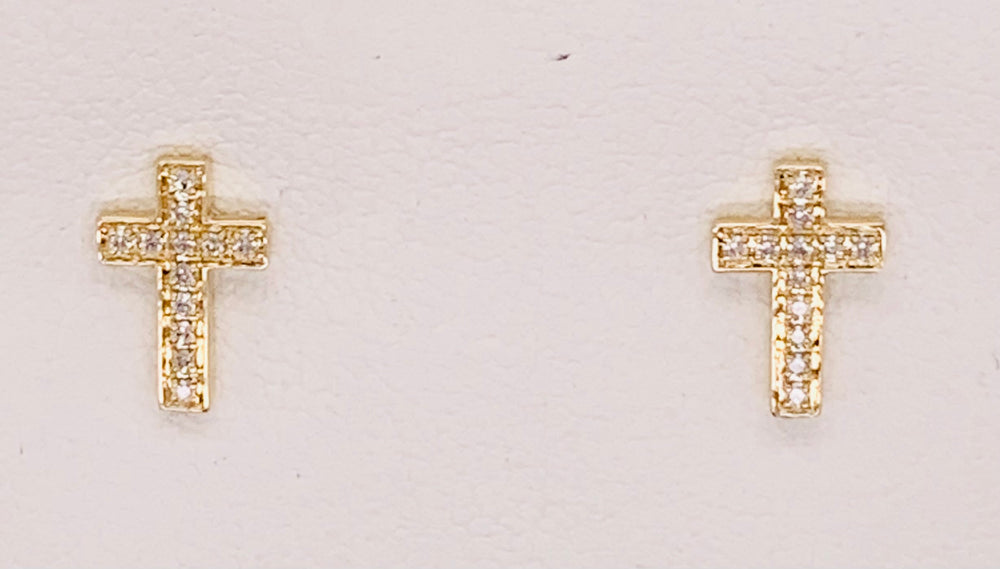 14K Diamond Cross Earring