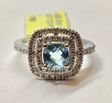 10K Blue Topaz & Diamond Ring