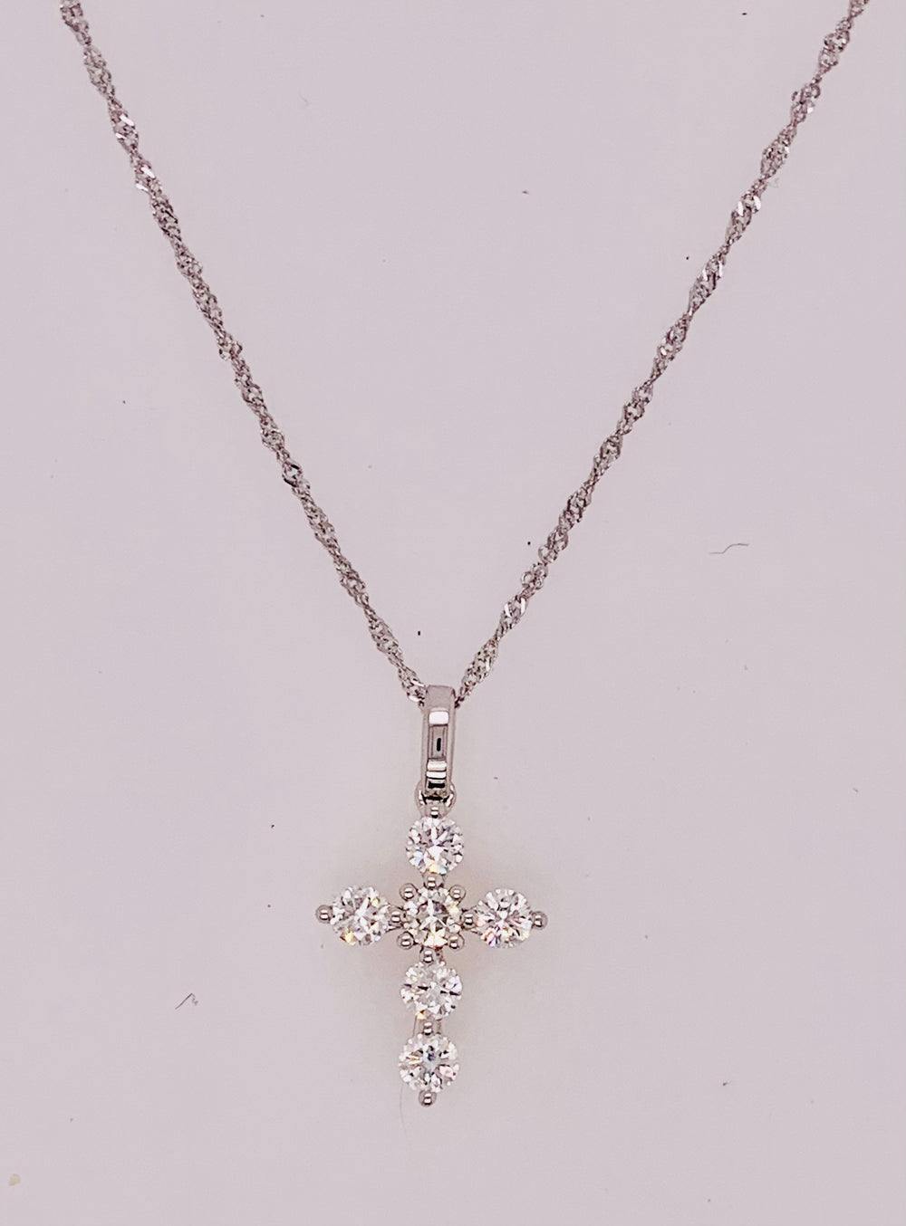 18K White Gold Diamond Cross Pendant