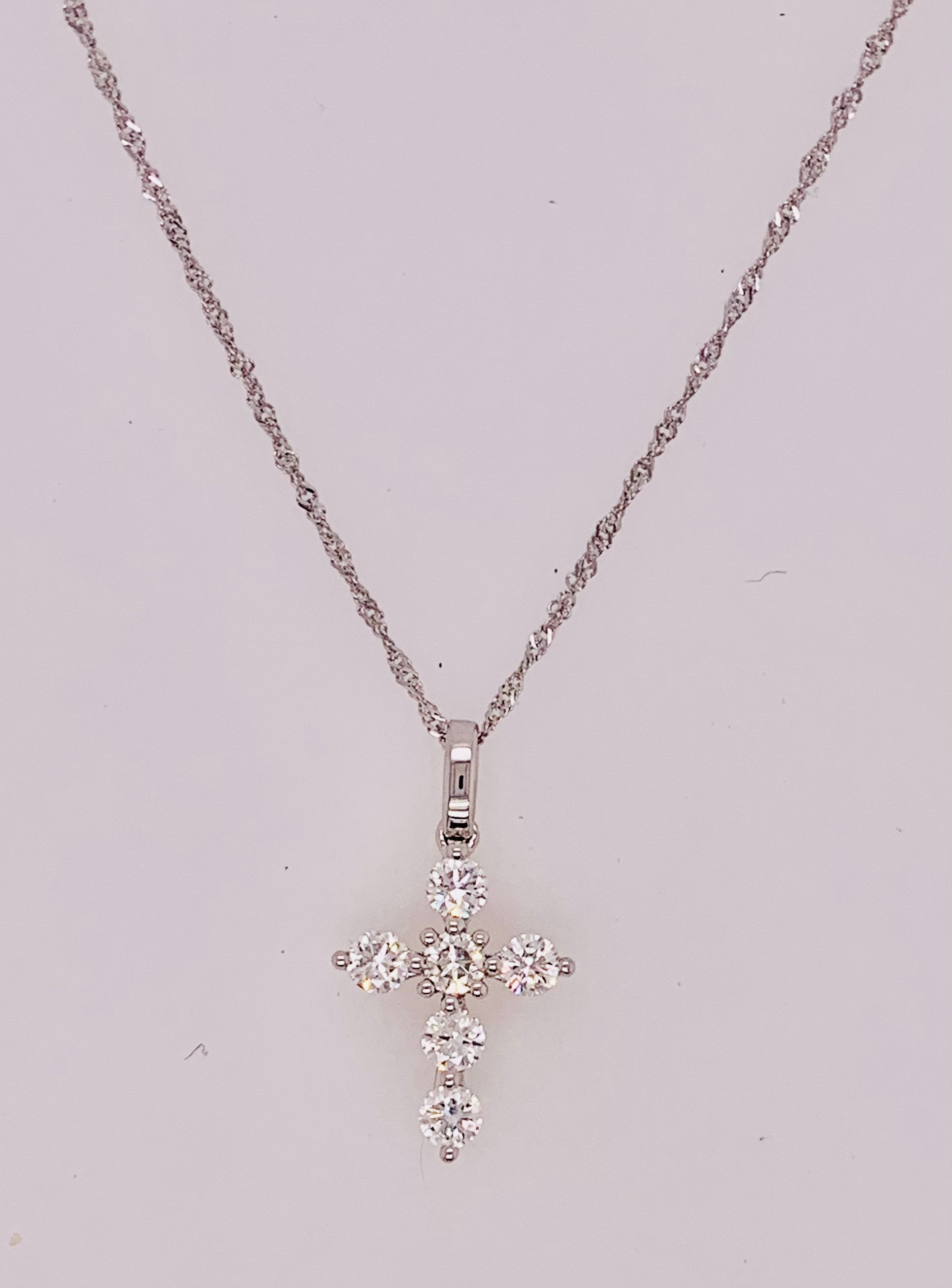 18K White Gold Diamond Cross Pendant