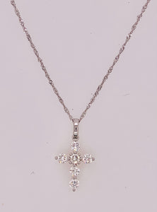 18K White Gold Diamond Cross Pendant