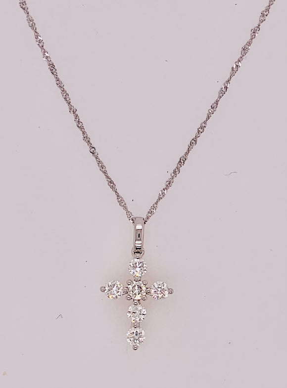 18K White Gold Diamond Cross Pendant