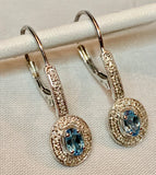 14K White Gold Diamond & Blue Topaz Earrings