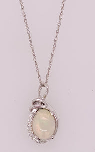 14K Ethiopian Opal and Diamond Pendant