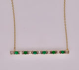Estate Emerald & Diamond Bar Pin Necklace