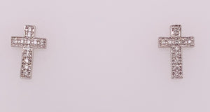 14K Diamond Cross Earrings