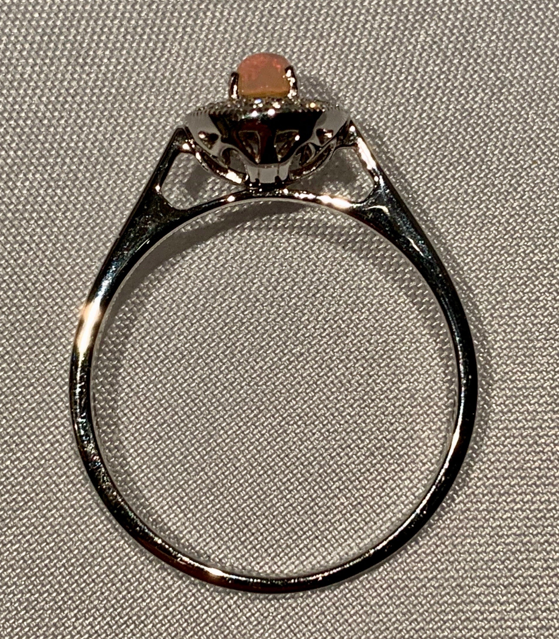 14K White Gold Opal and Diamond Ring