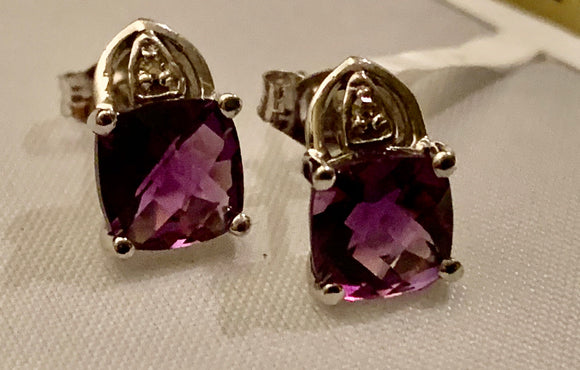 10K White Gold Amethyst Earrings
