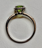 14K White Gold Peridot & Diamond Ring