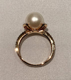 14K Rose Gold Pearl and Diamond Ring