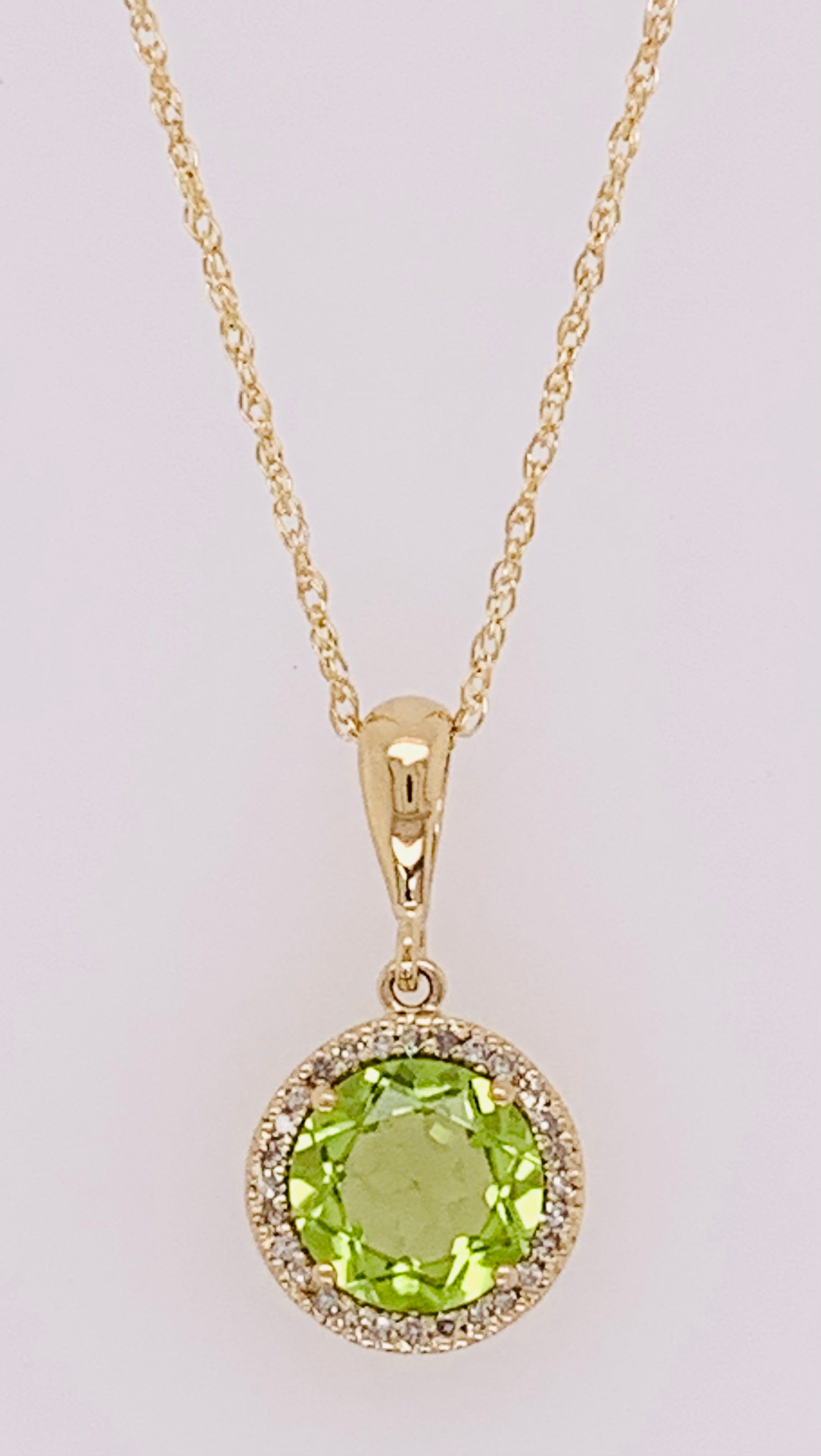 14K Peridot and Diamond Pendant