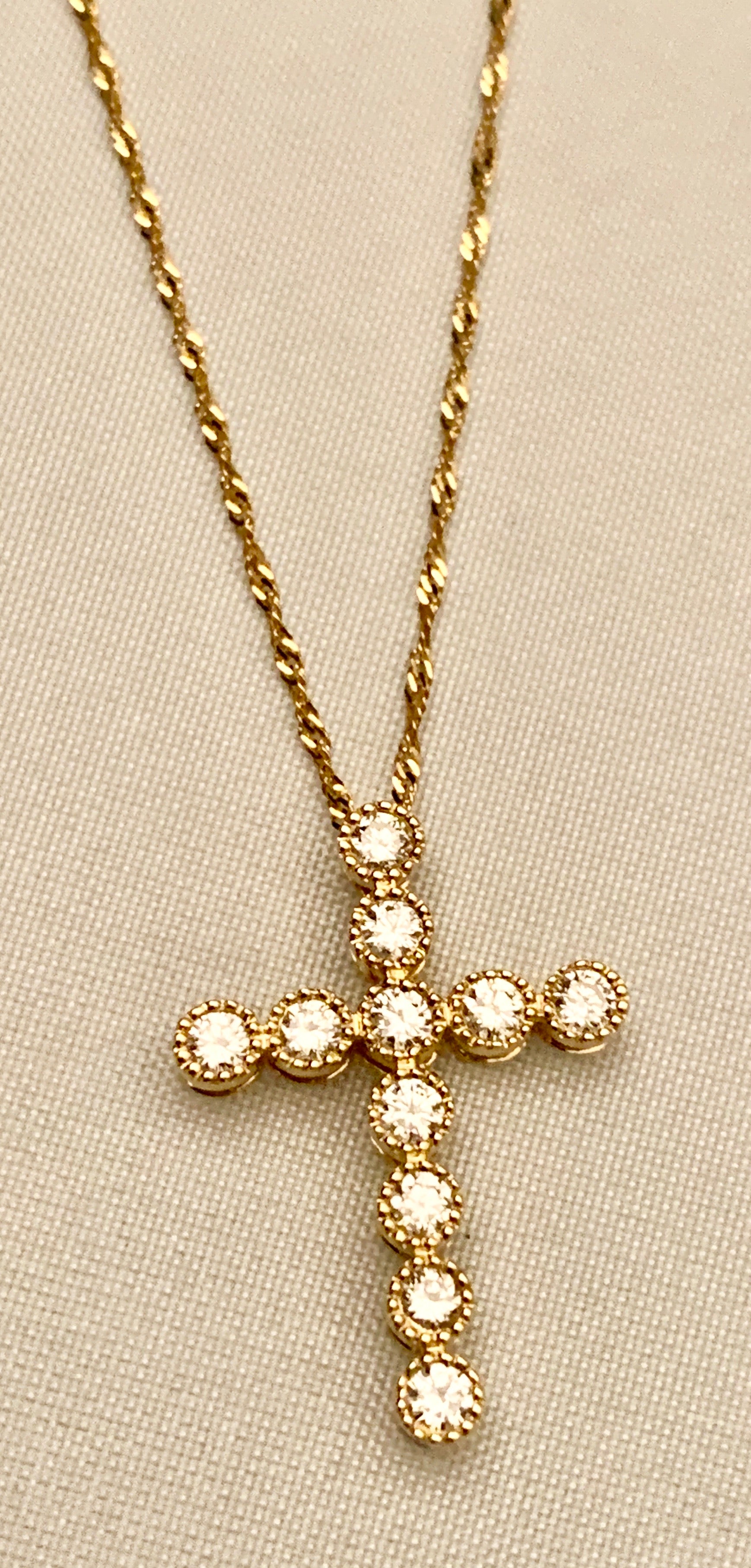 14K Yellow Gold Diamond Cross