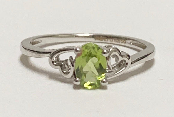 Sterling Silver Created Peridot Ring