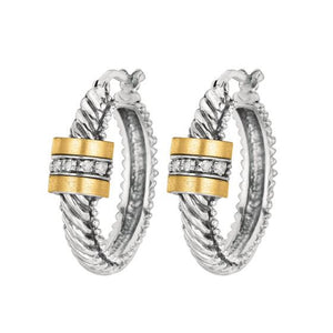 Phillip Gavriel Sterling/18kt Diamond Hoop Earrings
