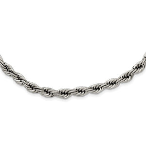 Stainless Steel Polished 6mm Rope Necklace 20"