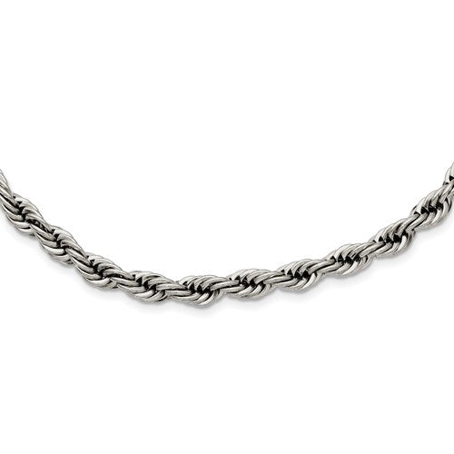 Stainless Steel Polished 6mm Rope Necklace 20