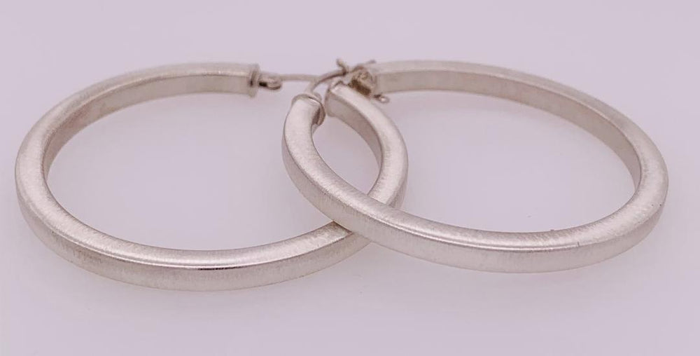 Sterling Silver Rhodium-plated Square Tube Hoop Earrings